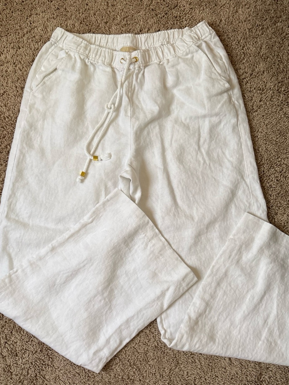 Women’s White Linen Drawstring Pants